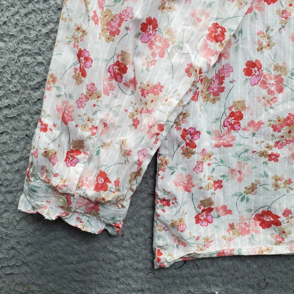 Talbots Shirt Top Womens Large Multi Swirl Ditsy Floral Long Sleeve Button Front - Picture 8 of 9